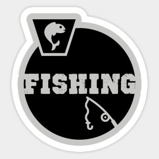 Fishing Birthday Gift Shirt. Includes a Fish and a Fishing Rod. Sticker